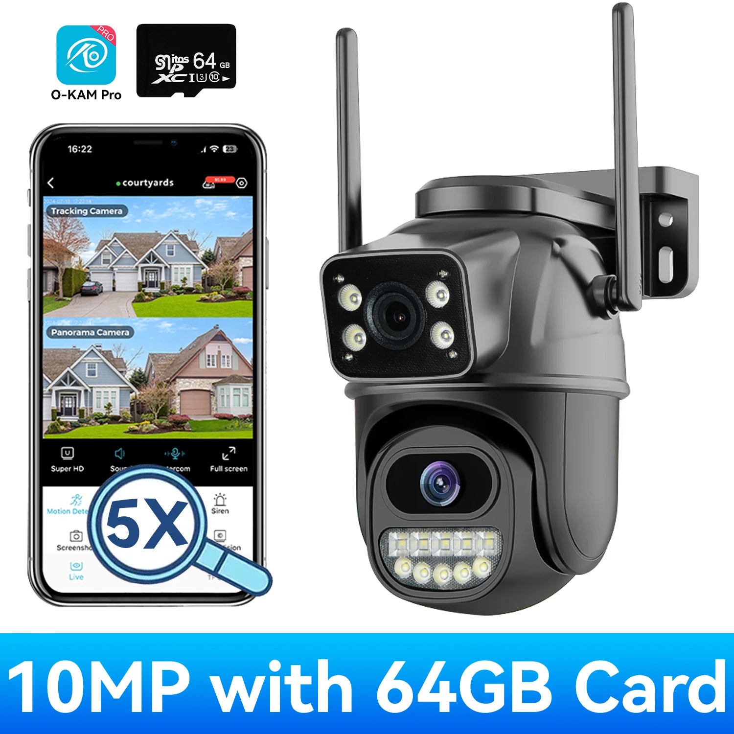 PEGATAH 15MP WiFi Security Camera PTZ Outdoor Dual Screen 10X Zoom Human Detection 10MP Surveillance Video IP Camera O-Kam Pro