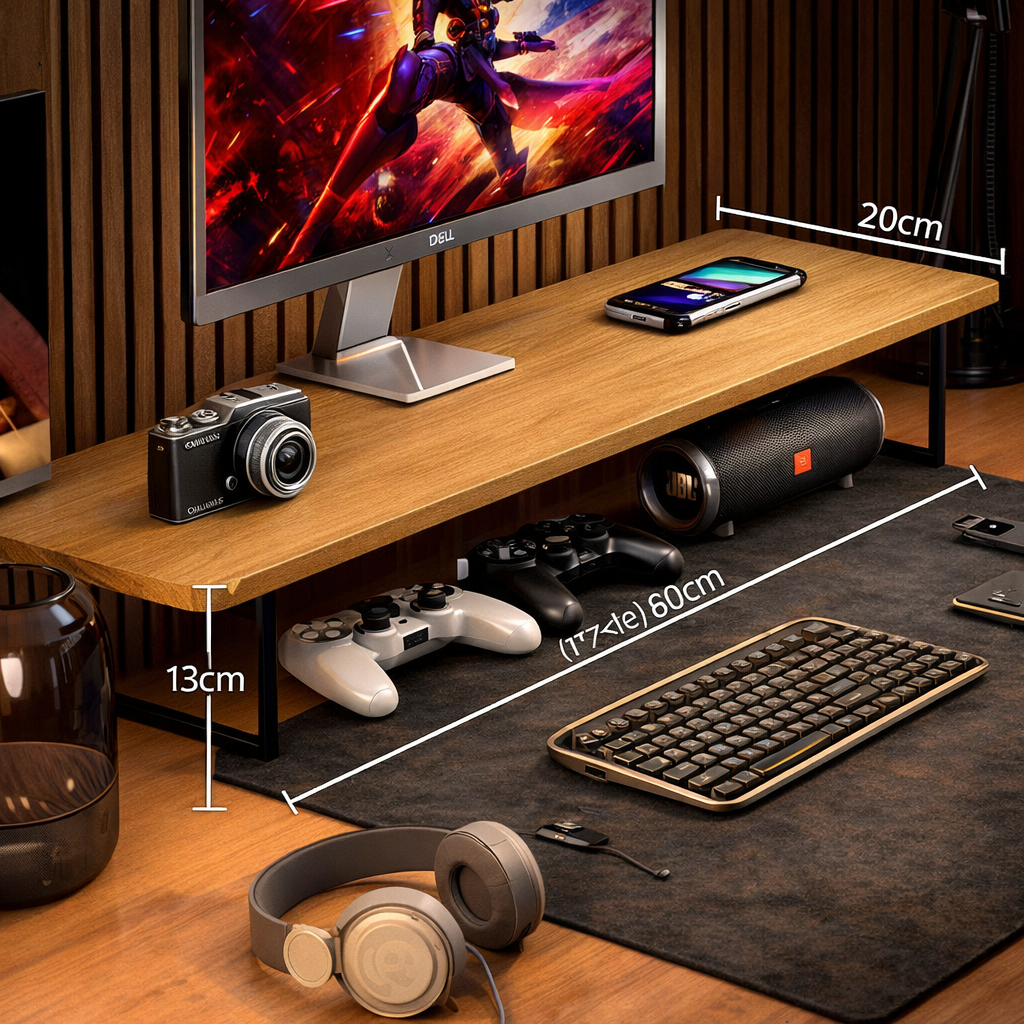 Gaming Monitor Stand Riser – Desktop Computer Elevated Base with Storage for Office & E-Sports Setup