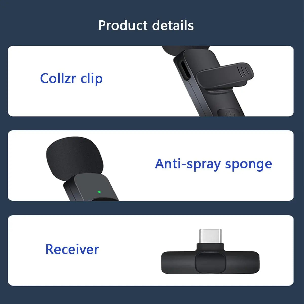 Mini Lavalier Microphone Portable Live Streaming Shooting Interview Mini Wireless Microphone with Clip for Video Recording