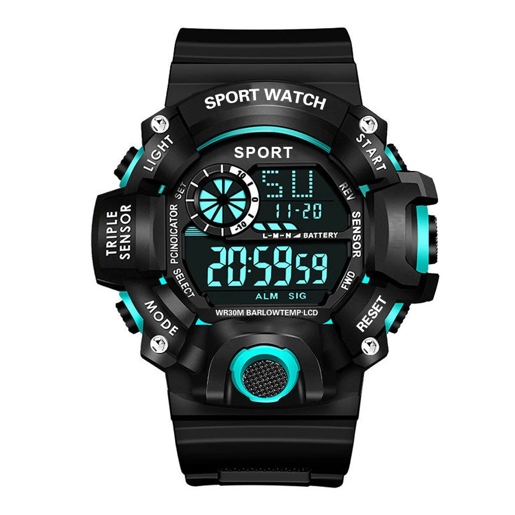 Men’s Military Sports Digital Watch – Large Dial, Waterproof, Luminous, Multifunctional with Alarm for Outdoor Use