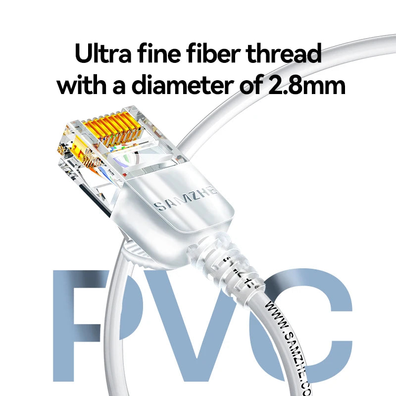 SAMZHE Slim Cat6A RJ45 Internet Cable High Speed 10Gbps 31AWG Support Cat8 Cat7 Network LAN Computer Patch Cable for PC & Gaming