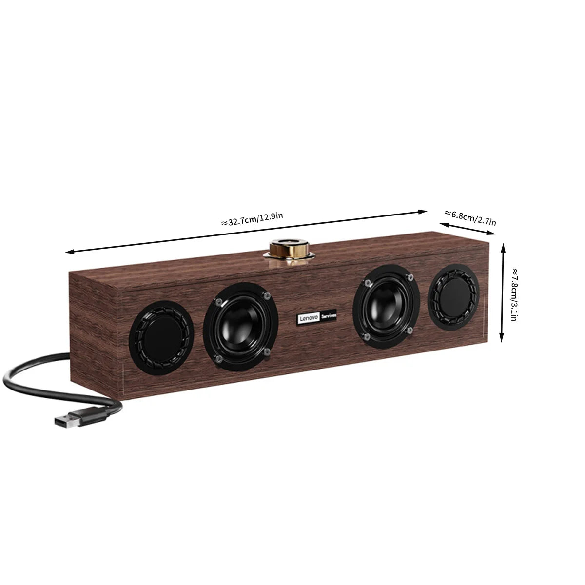 Lenovo C02 Bluetooth 5.0 Wooden Speaker – Wired USB Dual Mode Retro Subwoofer for PC TV Phone Gaming
