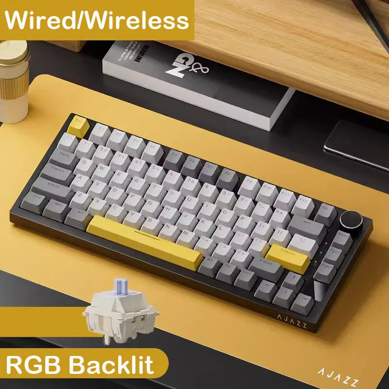AJAZZ AK820 Wireless Gaming Mechanical Keyboard Hot Swap, 75% Layout, Swappable Switch, Three-mode Connectivity