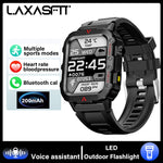 LAXASFIT Men's Outdoor Smart Watch with LED Flashlight – Sports Fitness Tracker, Health Monitoring & LED Wristwatch
