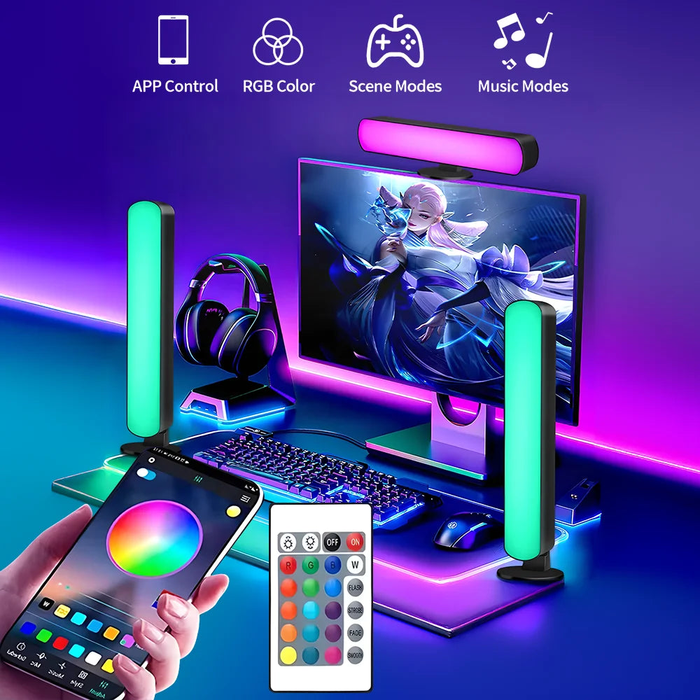 2PCS LED Pickup Light RGB Smart APP Control Symphony Lamp Bar Music Rhythm TV Ambient Light Gaming Room Table Night Light