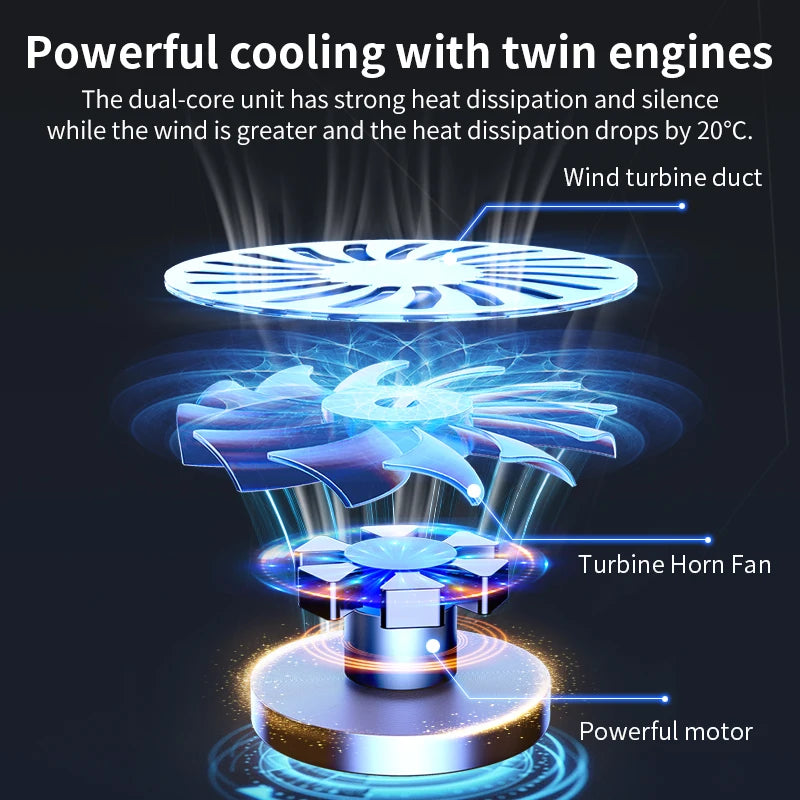 Q100 17” Gaming Laptop Cooling Pad – 2600RPM Turbo Fan, LED Display, Dual USB Ports, Adjustable Notebook Stand