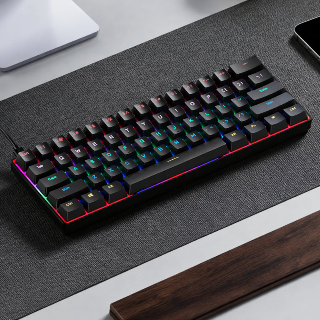 61-Key Mechanical Gaming Keyboard – Wired, Compact, RGB Backlit