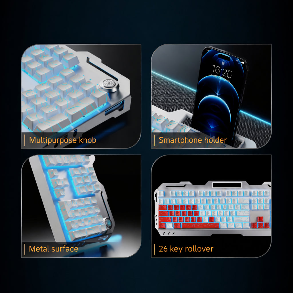 Forerunner GX810 Mechanical Gaming Keyboard & Mouse Set – Wired RGB E-Sports Keyboard for Office & PC