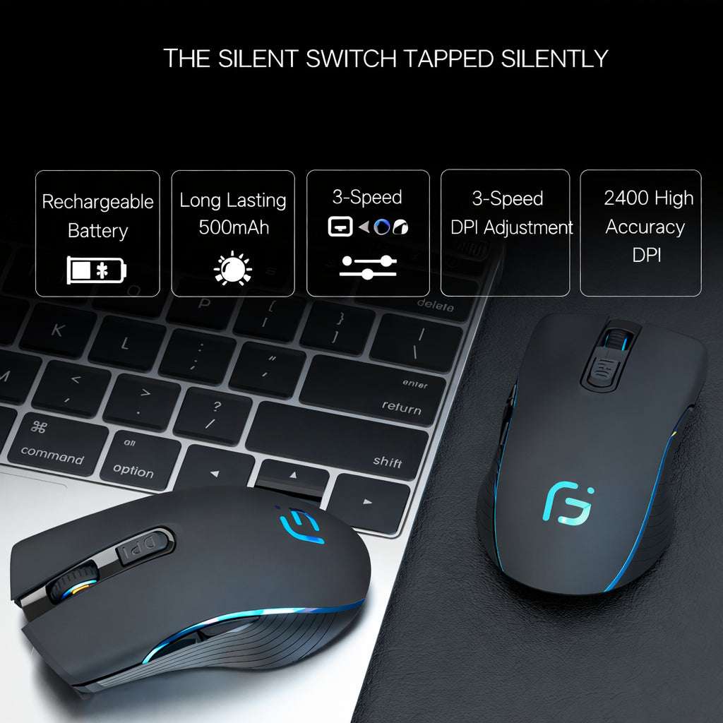 Wireless Bluetooth Rechargeable Mouse Dual-Mode Silent Gaming & Office Mouse for Laptop and Desktop