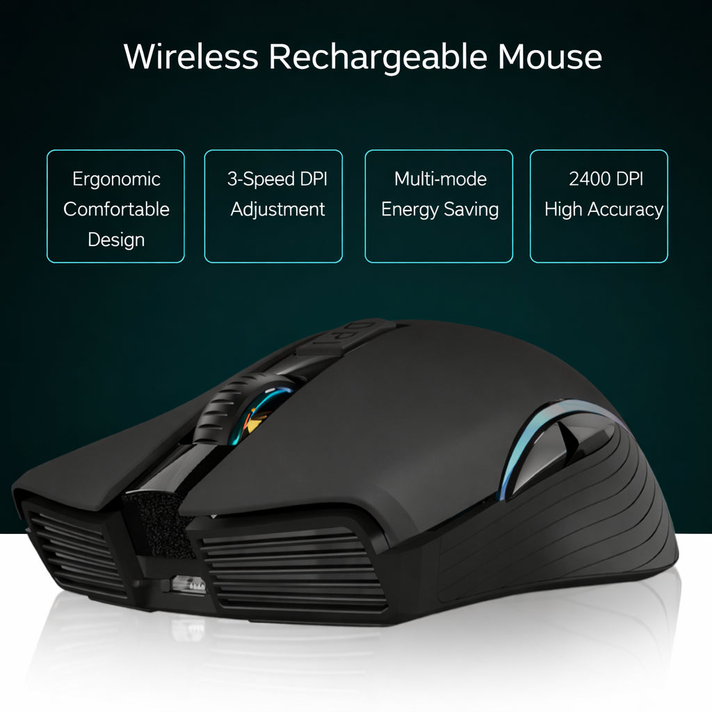 Wireless Bluetooth Rechargeable Mouse Dual-Mode Silent Gaming & Office Mouse for Laptop and Desktop