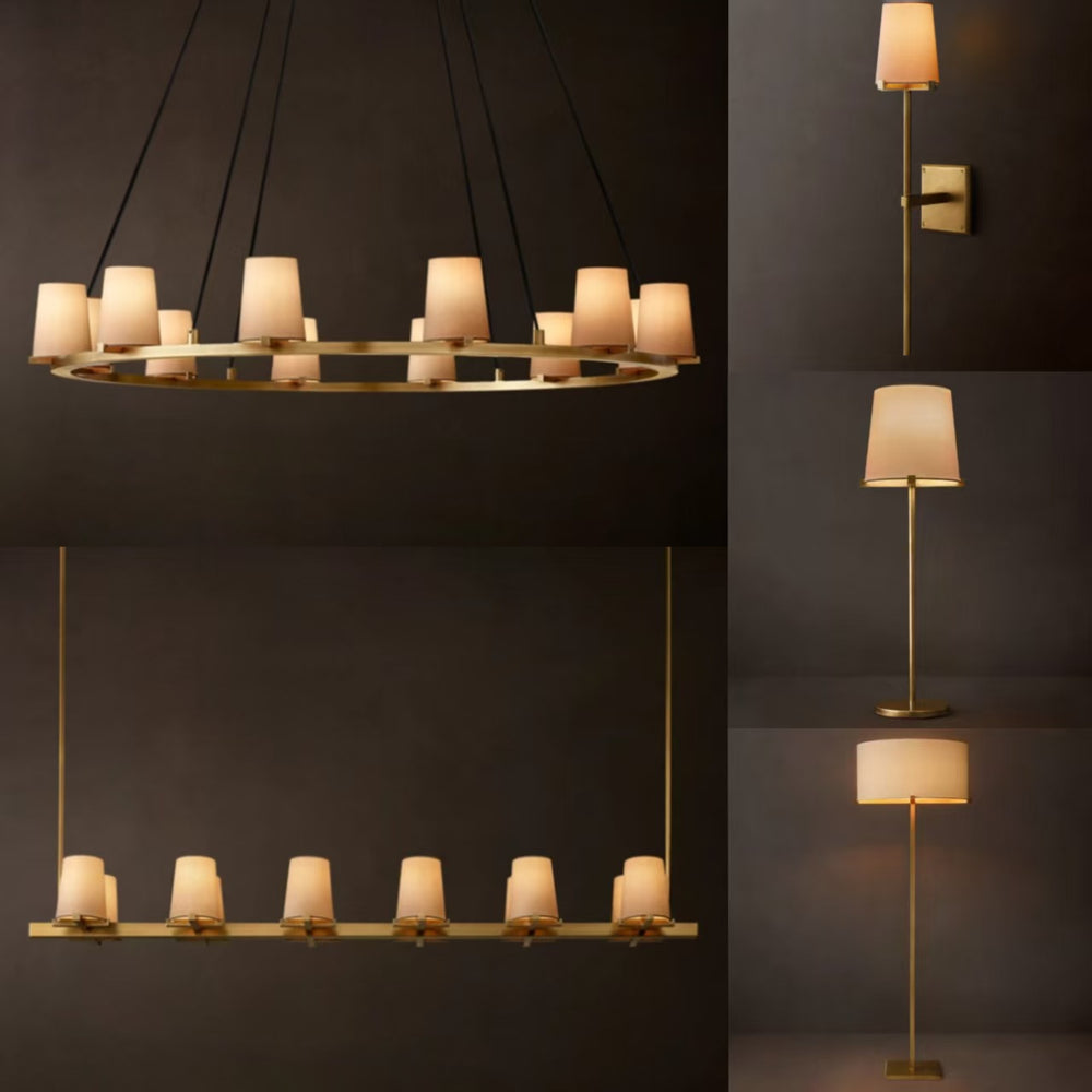 Luxury Copper Fabric Shade Lighting Collection