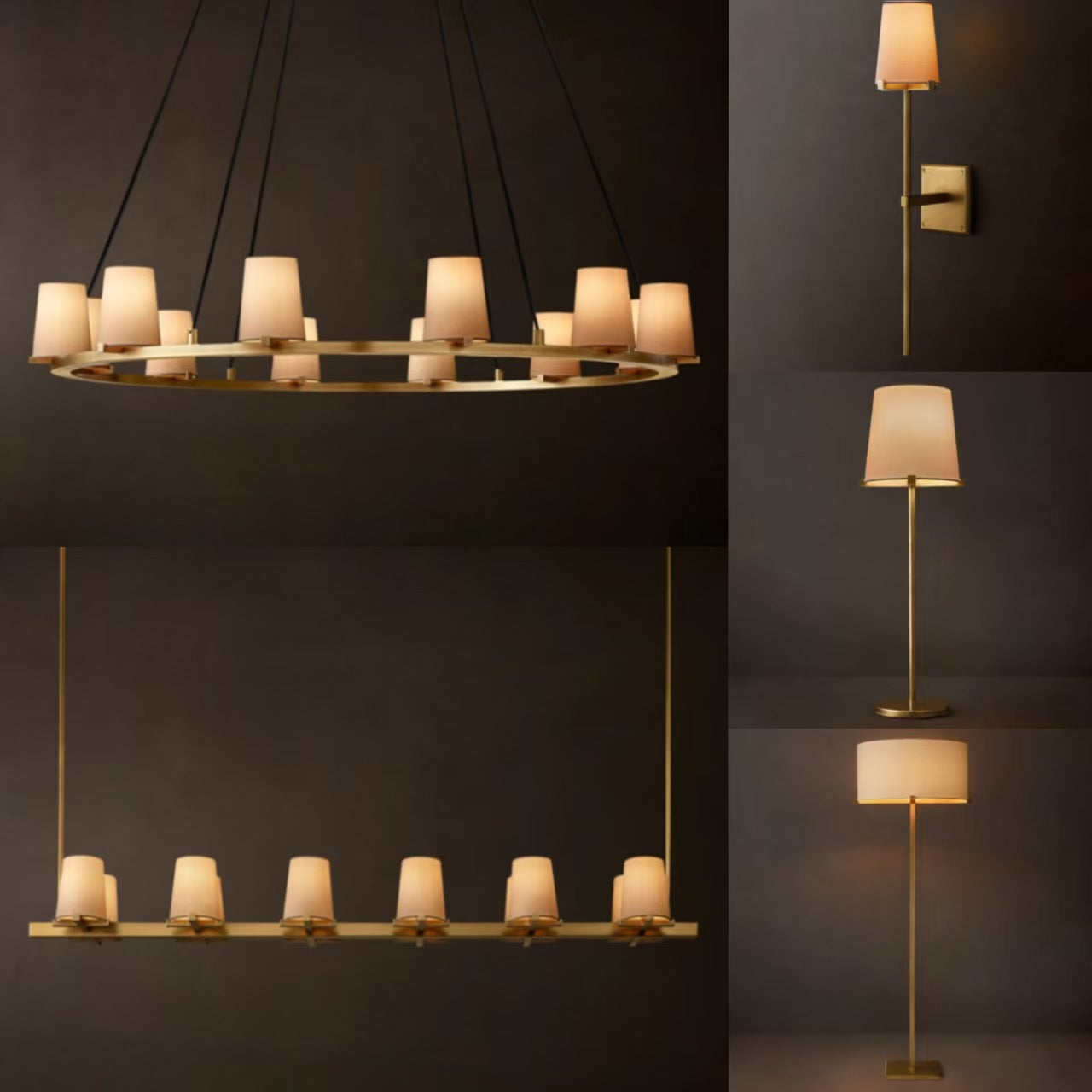 Luxury Copper Fabric Shade Lighting Collection