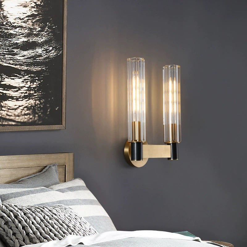 Vintage Copper Glass Wall Sconce