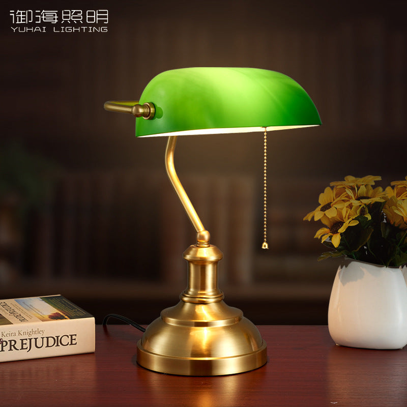 Vintage Copper Glass Table Lamp