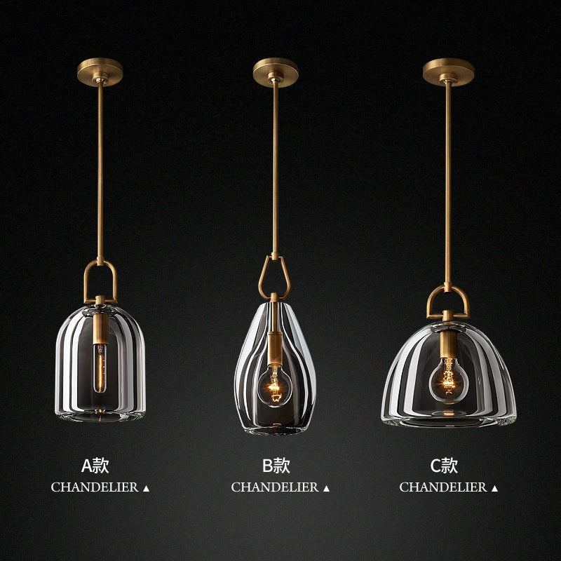 Modern All-Copper Crystal Pendant Light