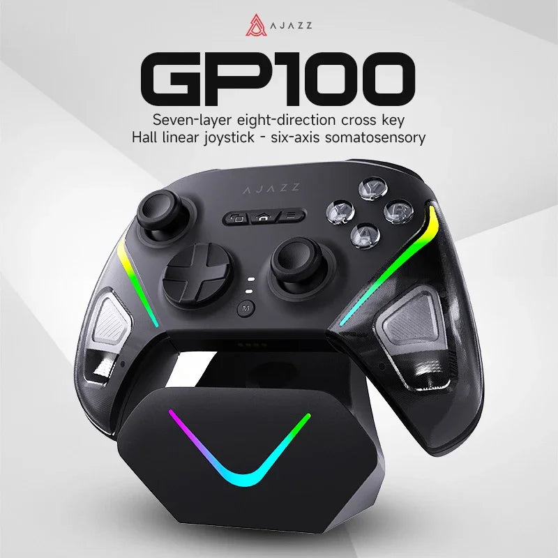 AJAZZ GP100 2.4G 1000HZ Gaming Controller 800MAH The All-rounder Gamepad Seven Layer Hall Joystick Gaming Controller Gamer Gifts