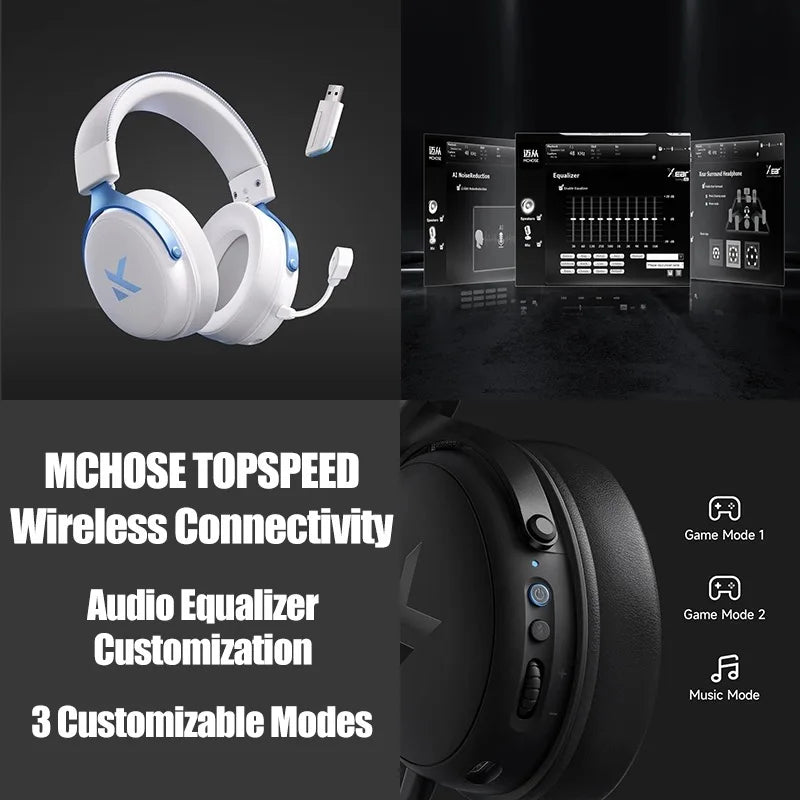 MCHOSE V9 pro E-Sports Headset with Microphone Tri-Mode Gaming USB Wireless 7.1 Channel Surround Sound Portable Audio Headphones