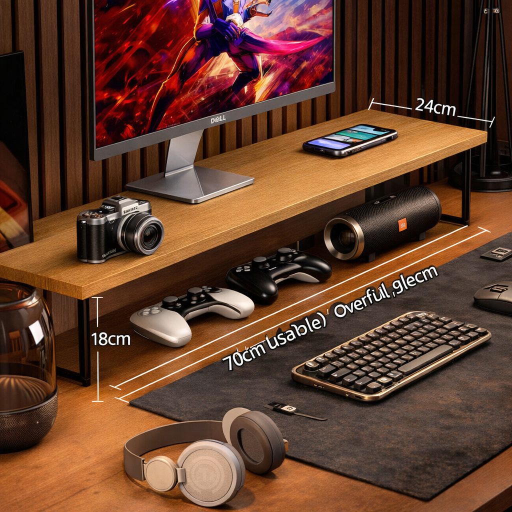 Gaming Monitor Stand Riser – Desktop Computer Elevated Base with Storage for Office & E-Sports Setup