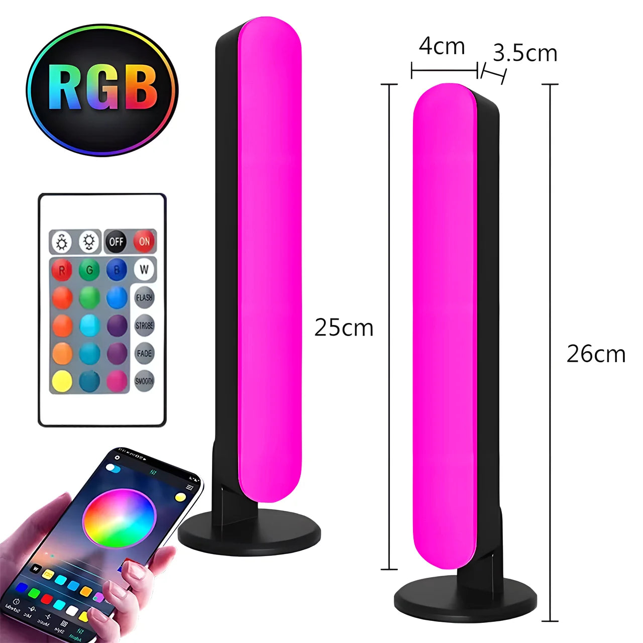 2PCS LED Pickup Light RGB Smart APP Control Symphony Lamp Bar Music Rhythm TV Ambient Light Gaming Room Table Night Light