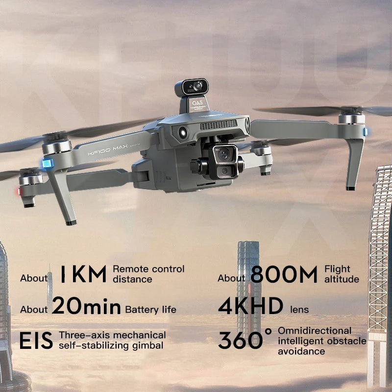 KF100 MAX GPS Drone 4K Camera 3-Axis Gimbal WIFI Obstacle Avoidance Touch Screen FPV Brushless EIS Electronic RC Quadcopter Toys