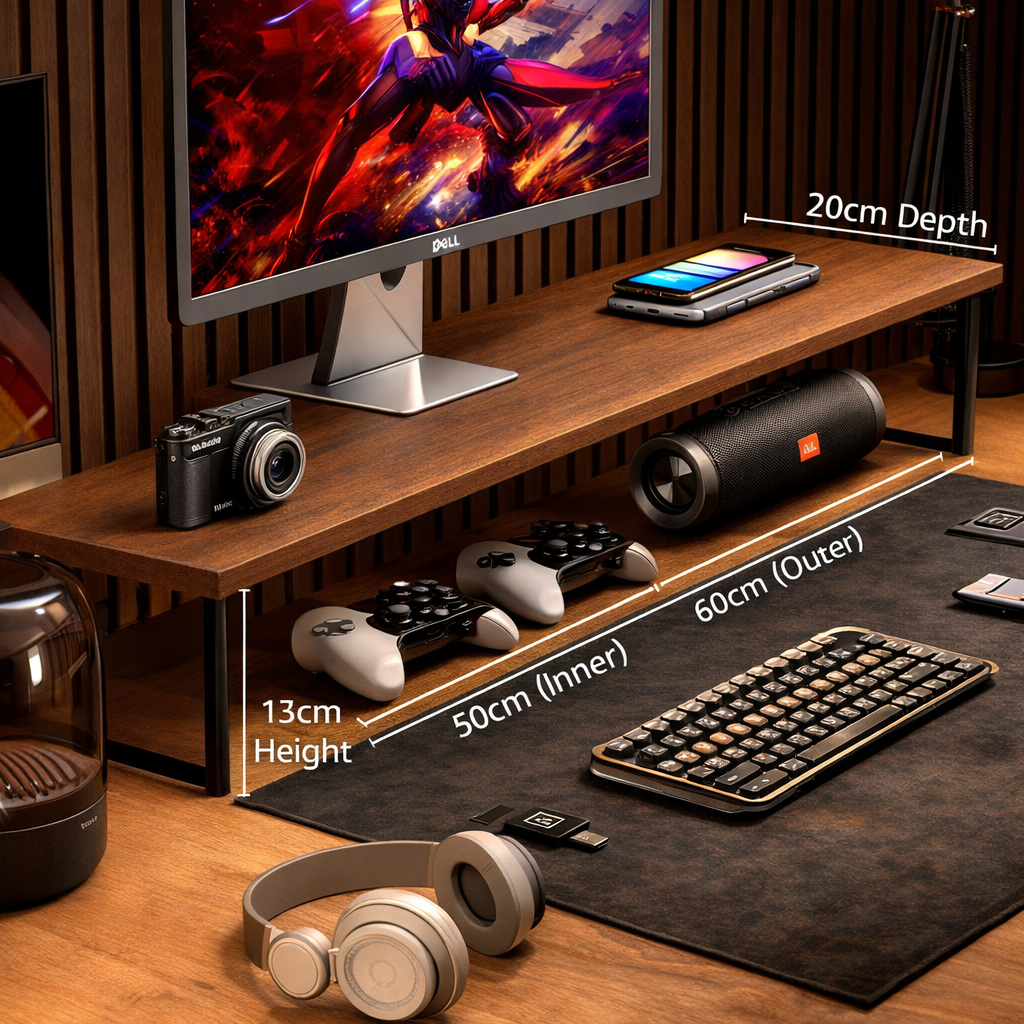 Gaming Monitor Stand Riser – Desktop Computer Elevated Base with Storage for Office & E-Sports Setup