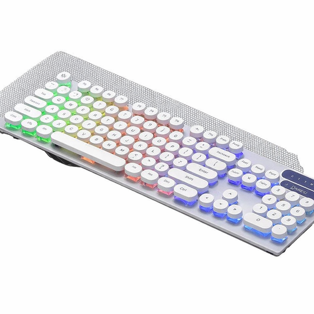 Ultra-Thin Silent Wired Keyboard Gaming Notebook Luminous Blue Pink Girls Retro Punk Office Mechanical Feel