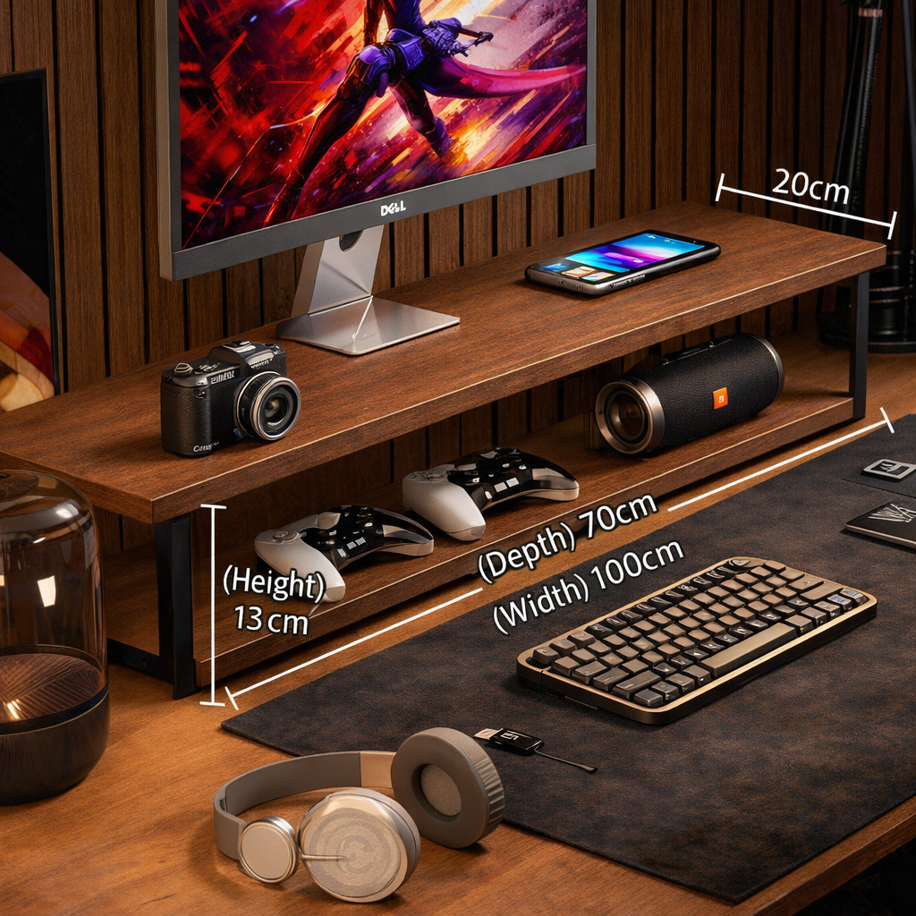 Gaming Monitor Stand Riser – Desktop Computer Elevated Base with Storage for Office & E-Sports Setup