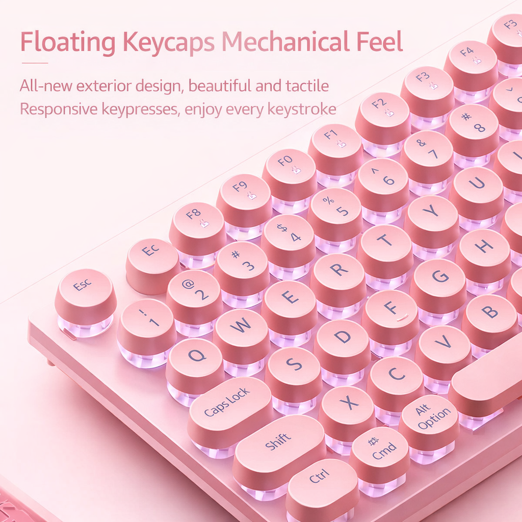 Ultra-Thin Silent Wired Keyboard Gaming Notebook Luminous Blue Pink Girls Retro Punk Office Mechanical Feel