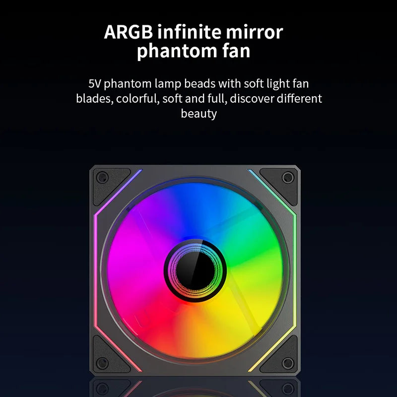 TEUCER Prism4 Pro 120mm ARGB PWM Case Fan 5V 3Pin Mirror Cycle – Quiet 4Pin CPU Cooling Chassis Fan Kit