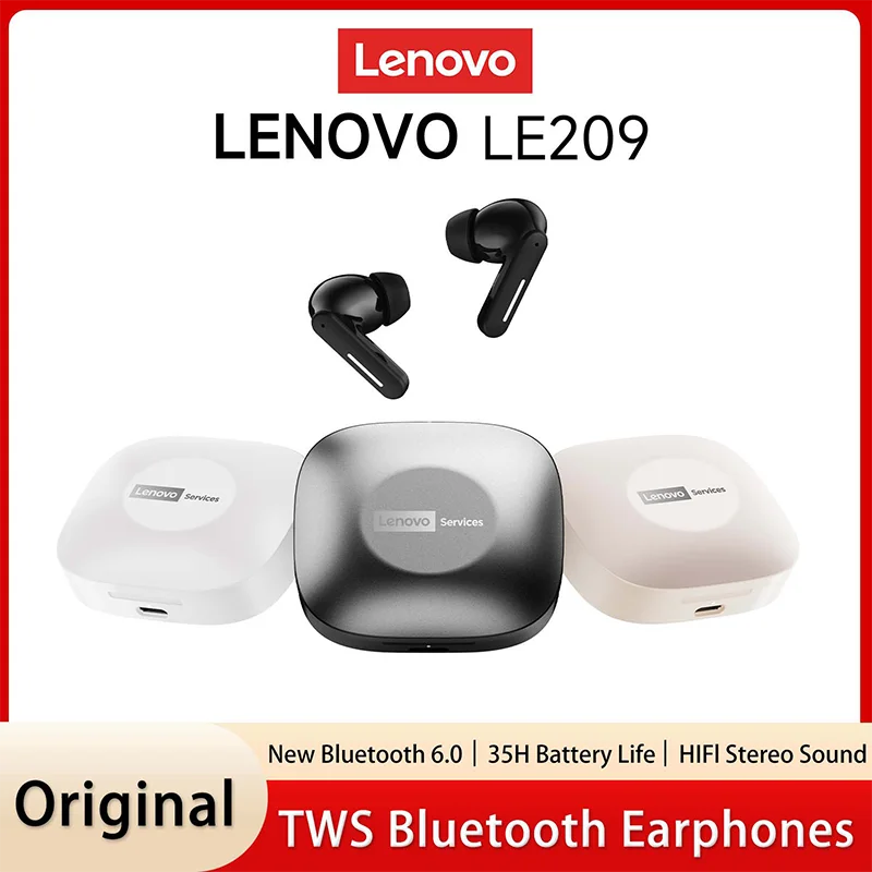 Original Lenovo LE209 Wireless Bluetooth 6.0 Earphone Noise Reduction Sport HiFi Headphones Ultra Long Endurance Gaming Headset