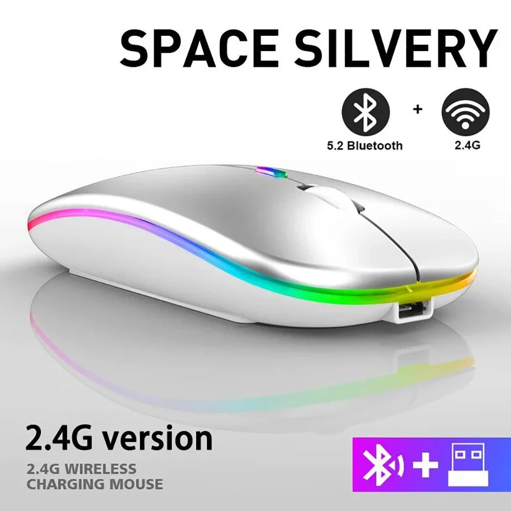 Bluetoooth 5.0 Wireless Gaming Mouse 2.4GHz RGB LED Backlit USB Rechargeable Ergonomic for PC Laptop Computer 1600DPI