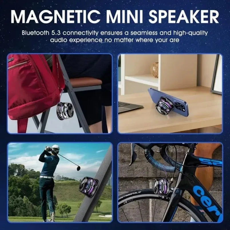 Mini Magnetic Bluetooth Speaker for iOS – Outdoor Travel Stereo with RGB Lights & Phone Holder