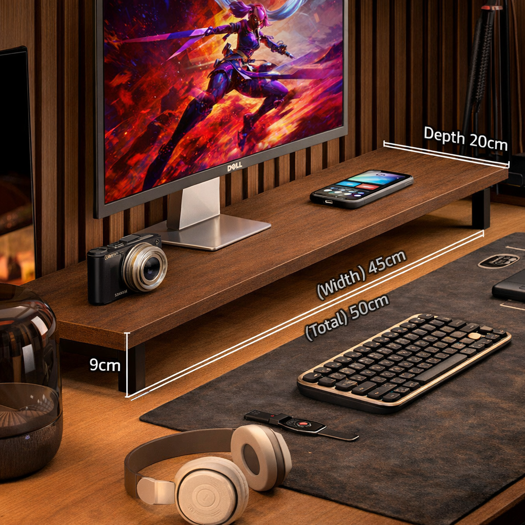 Gaming Monitor Stand Riser – Desktop Computer Elevated Base with Storage for Office & E-Sports Setup