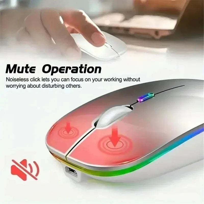 PHONEPACE Dual Mode Wireless Mouse - Bluetooth & 2.4G Silent Rechargeable LED Backlit Optical Mouse for Laptop, PC, Mac & Computer