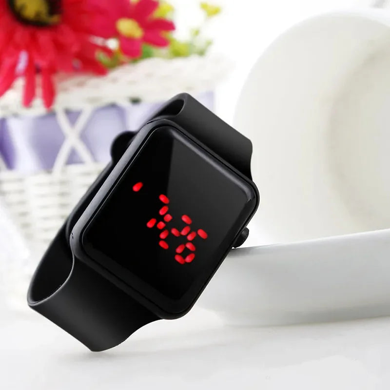 LED Digital Square Watch – Silicone Strap Casual Sports Wristwatch for Men & Women