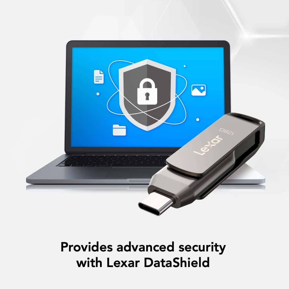 Lexar 256GB JumpDrive Dual Drive D400 USB 3.2 Type-C & Type-A Flash Drive for Storage Expansion, Photo Back-up for iPhone 15, Up to 130MB/s, Metal Housing & Swivel Design, Titanium (LJDD400256G-BNQNU)