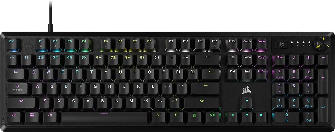 Corsair K70 CORE RGB Mechanical Wired Gaming Keyboard – Pre-Lubed MLX Red Linear Switches, SOCD, ABS Double-Shot Keycaps, Sound Dampening, Media Control Dial, 1000Hz Polling, QWERTY NA – Black