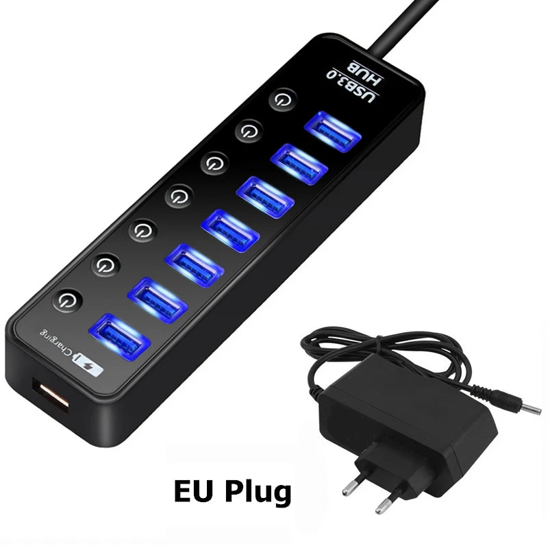 USB 3.0 HUB 4 7 Port Smart Phone Charger Multi Accessories With Power Adapter For Ipad MacBook Pro Computer PC Notebook Laptop