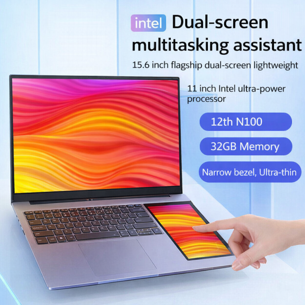 Brand New Portable Domestic Laptop N100 Dual-Screen Two-In-One Touch Screen Pc, Thin and Lightweight High-End Personal Computer