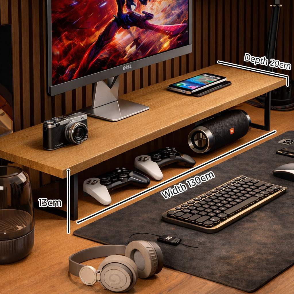 Gaming Monitor Stand Riser – Desktop Computer Elevated Base with Storage for Office & E-Sports Setup