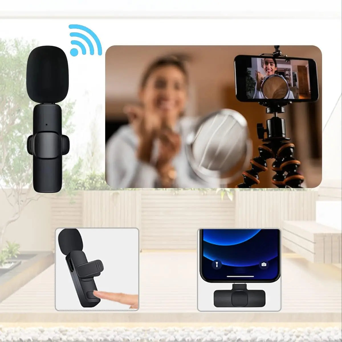 Mini Lavalier Microphone Portable Live Streaming Shooting Interview Mini Wireless Microphone with Clip for Video Recording