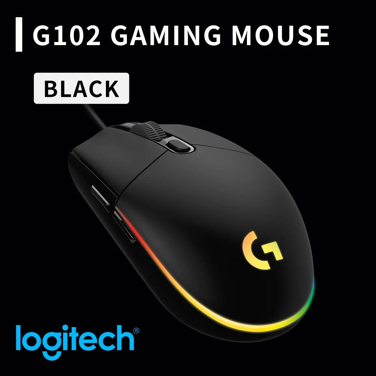 Logitech G102 Gaming Mouse Wired RGB Lighting 6 Programmable Buttons 8000 DPI Adjustable Ergonomic Fit for Desktop Laptop