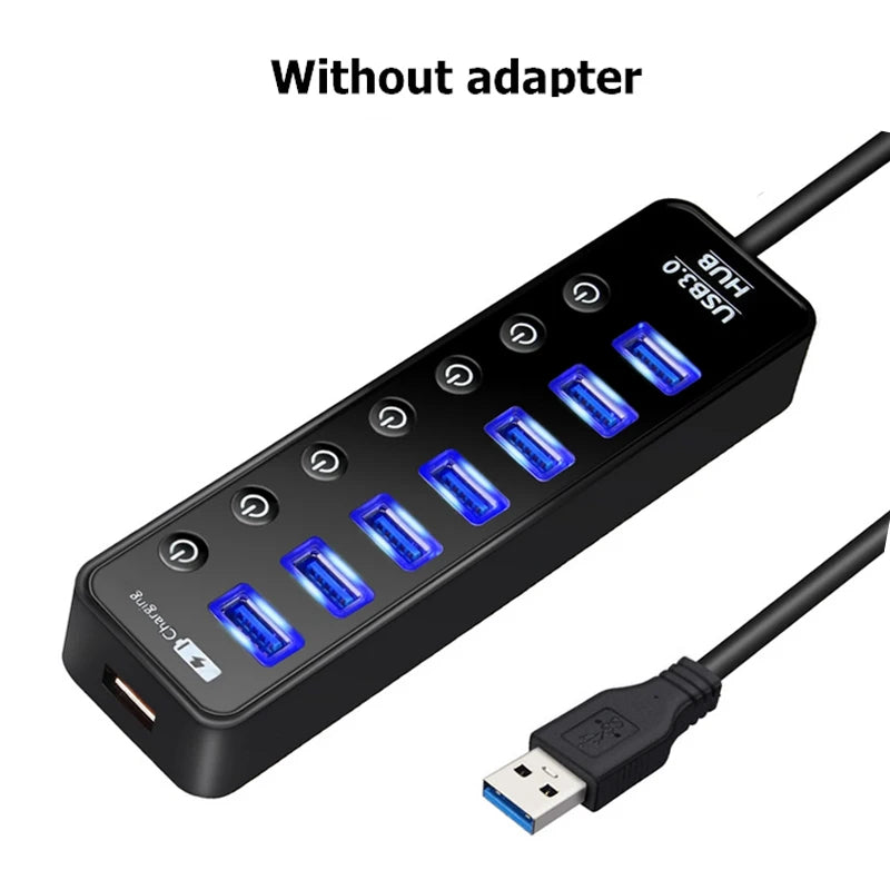 USB 3.0 HUB 4 7 Port Smart Phone Charger Multi Accessories With Power Adapter For Ipad MacBook Pro Computer PC Notebook Laptop
