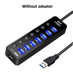 USB 3.0 HUB 4 7 Port Smart Phone Charger Multi Accessories With Power Adapter For Ipad MacBook Pro Computer PC Notebook Laptop