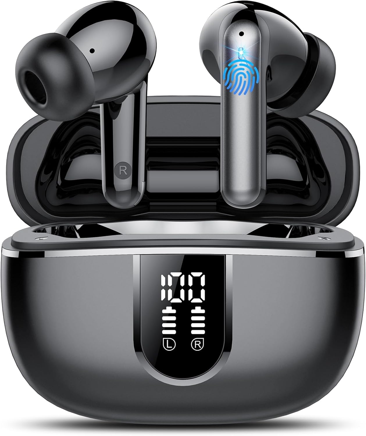 TIMU Wireless Earbuds, Bluetooth Headphones 5.3, 50H Playtime LED Display Deep Bass Ear Buds with 4 ENC Noise Cancelling Mic, IP7 Waterproof in-Ear Earphones for Phone Tablet Laptop Sports