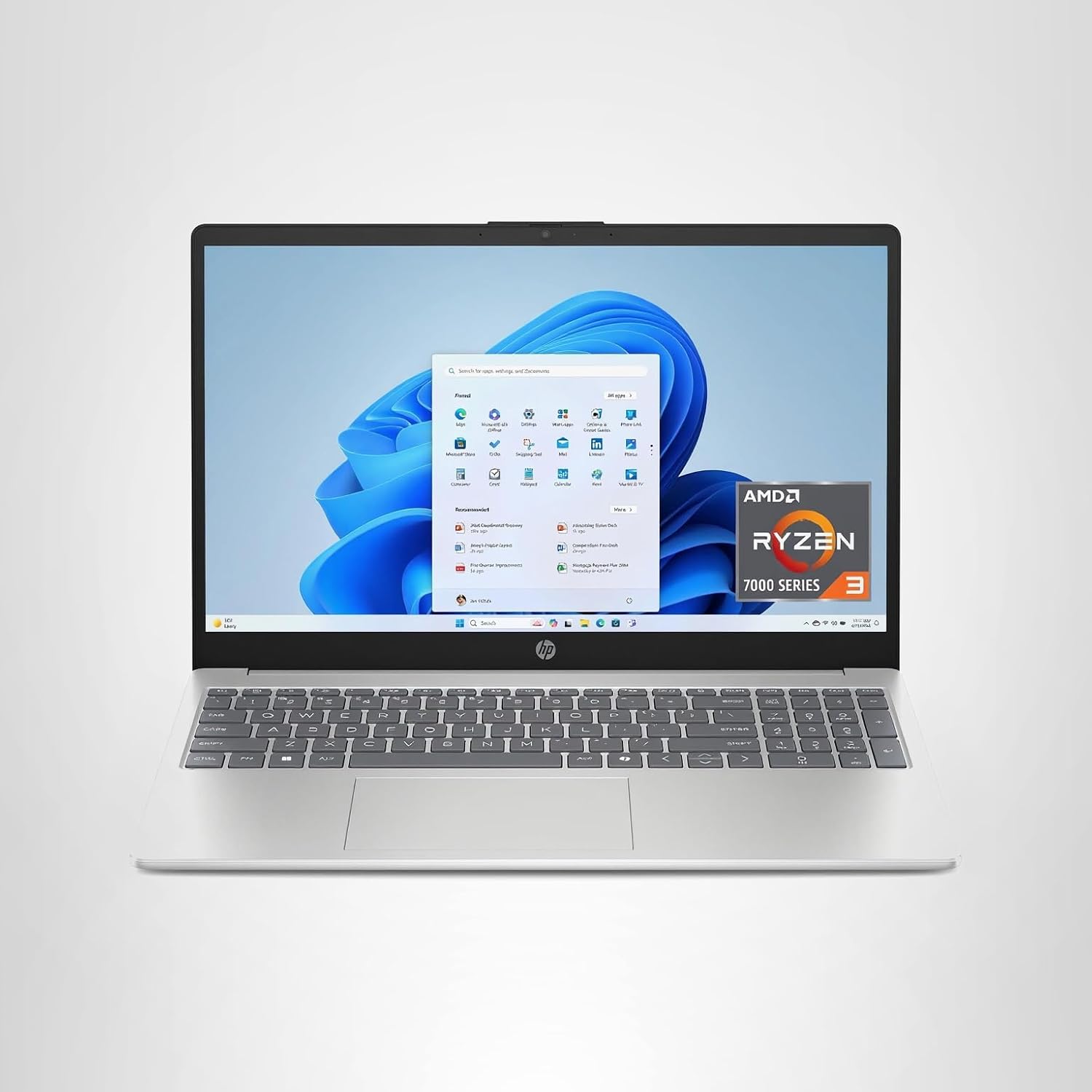 HP 15.6 inch Laptop, HD Touchscreen Display, AMD Ryzen 3 7320U, 8 GB RAM, 128 GB SSD, AMD Radeon Graphics, Windows 11 Home in S Mode, Natural Silver, 15- fc0099nr