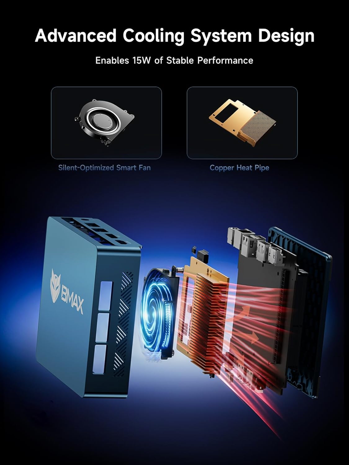 Bmax Mini PC B2 Power Intel 5205U 8GB DDR4 256GB M.2 NVMe SSD Support Expansion (64GB&4TB),HDMI 1.4&DP 1.2, USB3.2,4K Dual Display 2.4G/5G WiFi & BT5.0 Mini Desktop Computers for Home/Office/Design