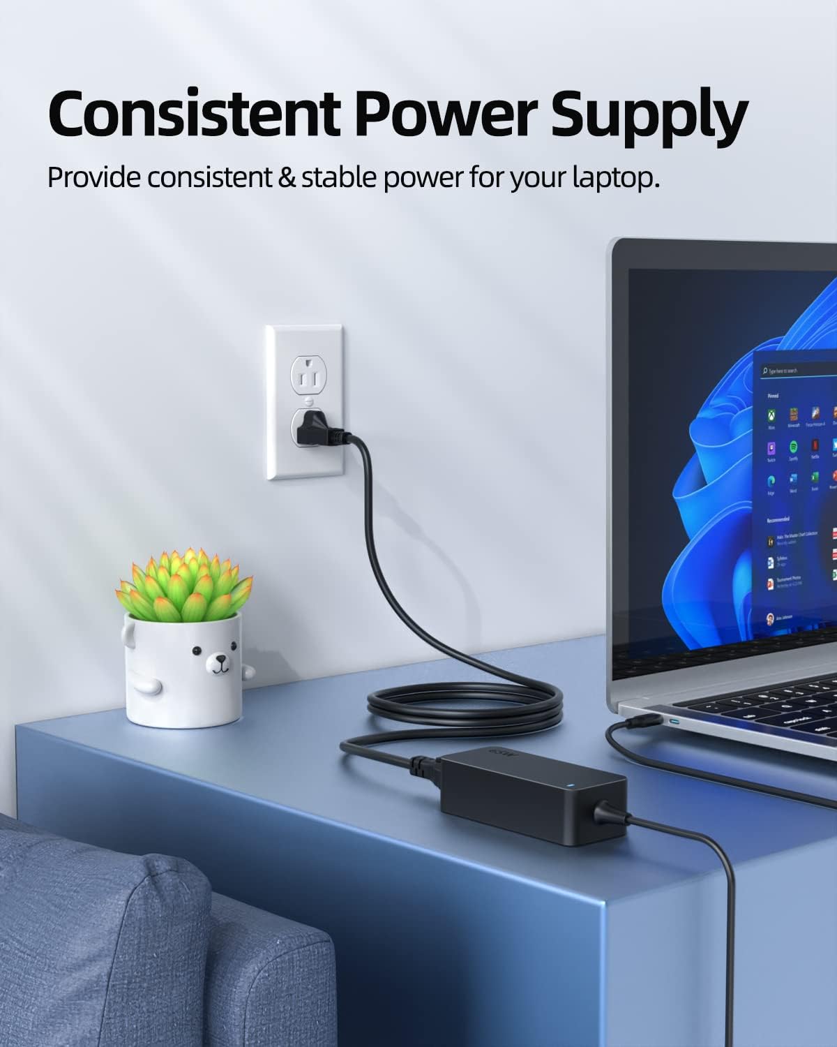 Superer 65W/45W USB C Laptop Charger for Lenovo ThinkPad, ChromeBook, Yoga, IdeaPad, ThinkBook, Universal Type C AC Adapter with Charging Indicator & 10FT Extra Long & Sturdy Cable