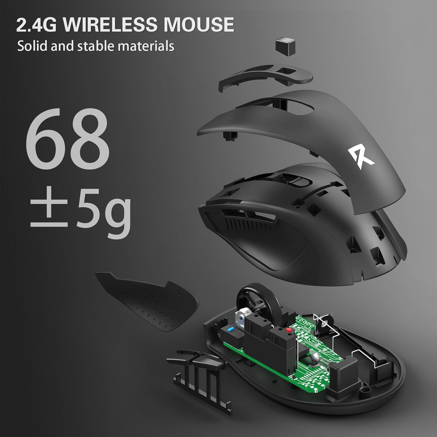 Redragon Wireless Mouse for Laptop, 2.4G Optical Computer Mouse 5-Level 4000DPI, Office Cordless USB Mice, 6 Buttons, 18 Months Battery, Portable for PC, Chromebook, Wins, Mac, Small to Medium Hand
