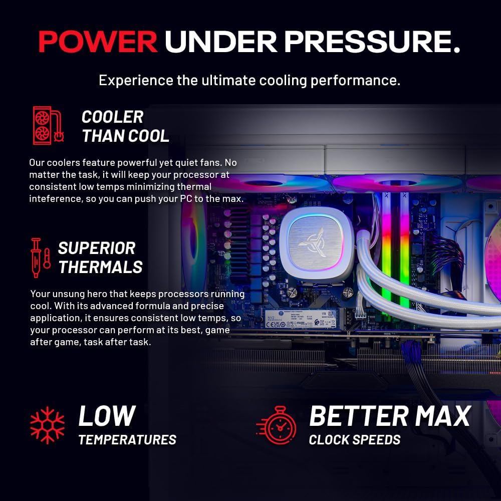 Skytech Gaming Azure 3 Desktop PC, Intel i7 14700F 2.1 GHz (5.3GHz Turbo), NVIDIA RTX 5070 12GB, 1TB Gen4 NVMe SSD, 32GB DDR5 RAM 5200 RGB, 850W Gold ATX 3 PSU, 360mm ARGB AIO, Wi-Fi, Win 11